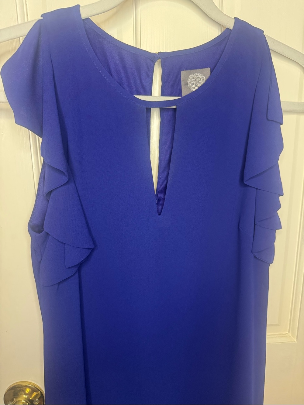 Vince Camuto Ruffle Capped Sleeves Shift Dress Size 8 - Picture 3 of 11